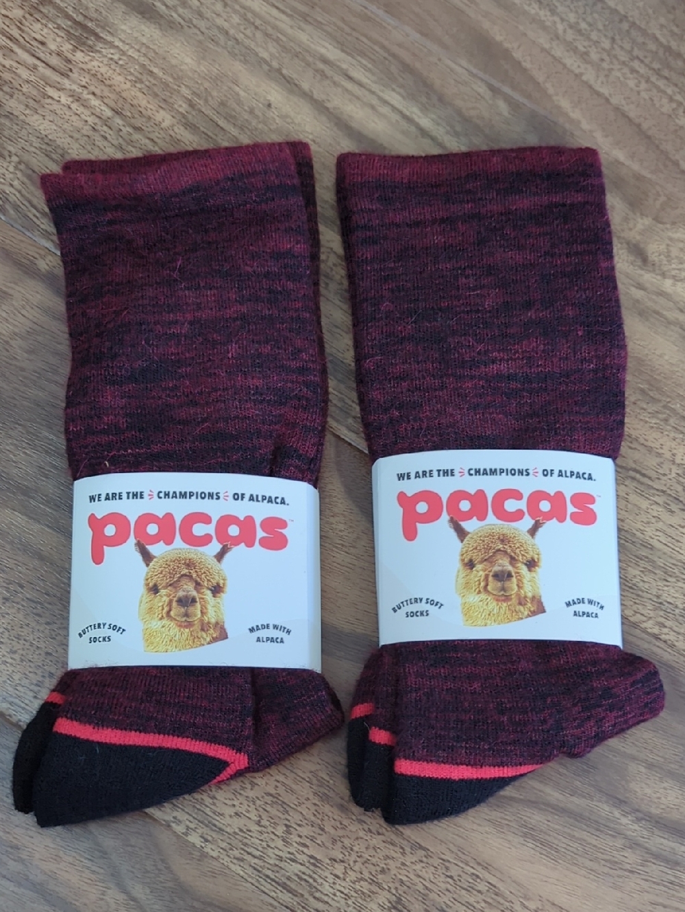 Pacas Alpaca Blend Marled Burgundy Crew Socks